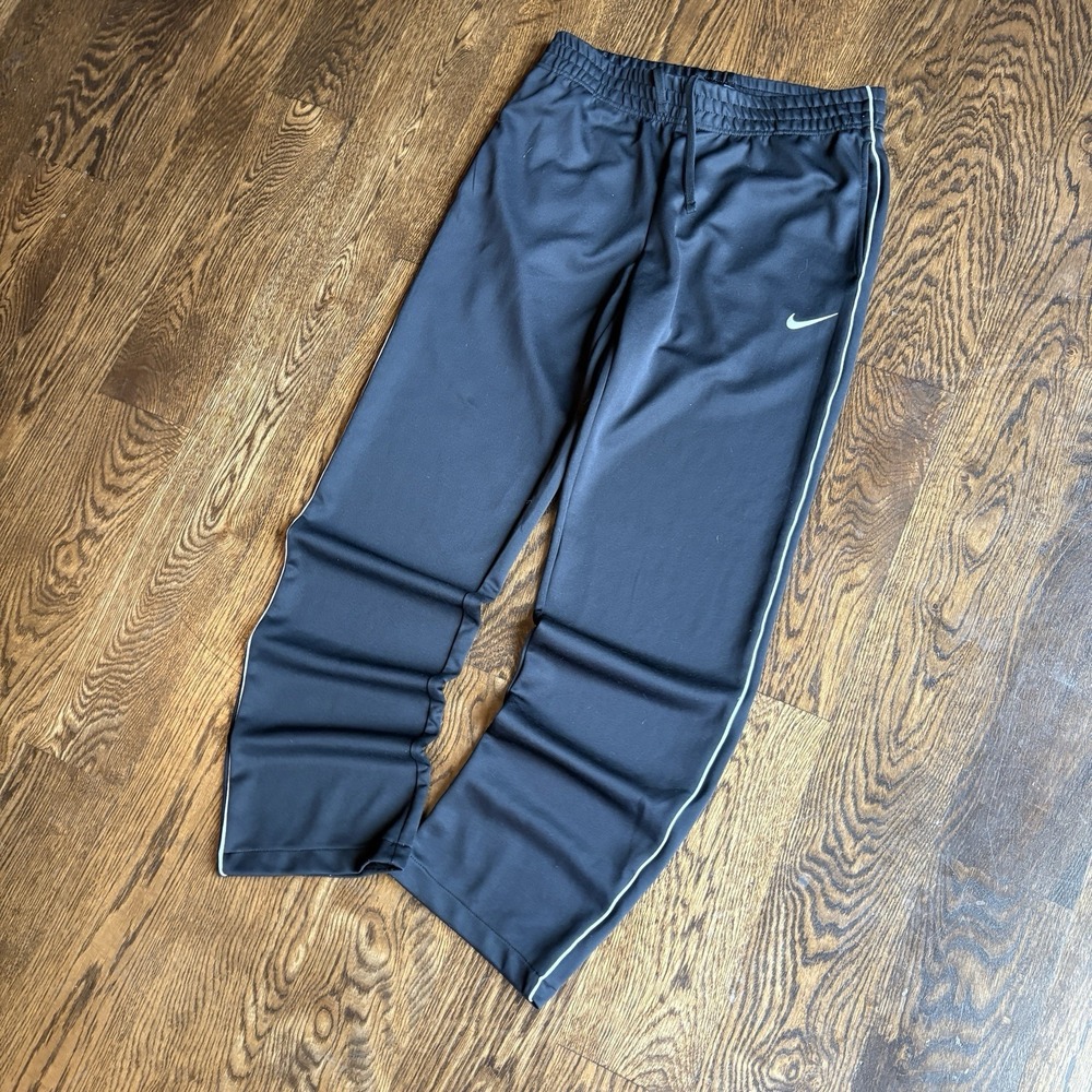 Y2K Nike Track Pants Mens M Black White Piping Warm Up Athletic Pants